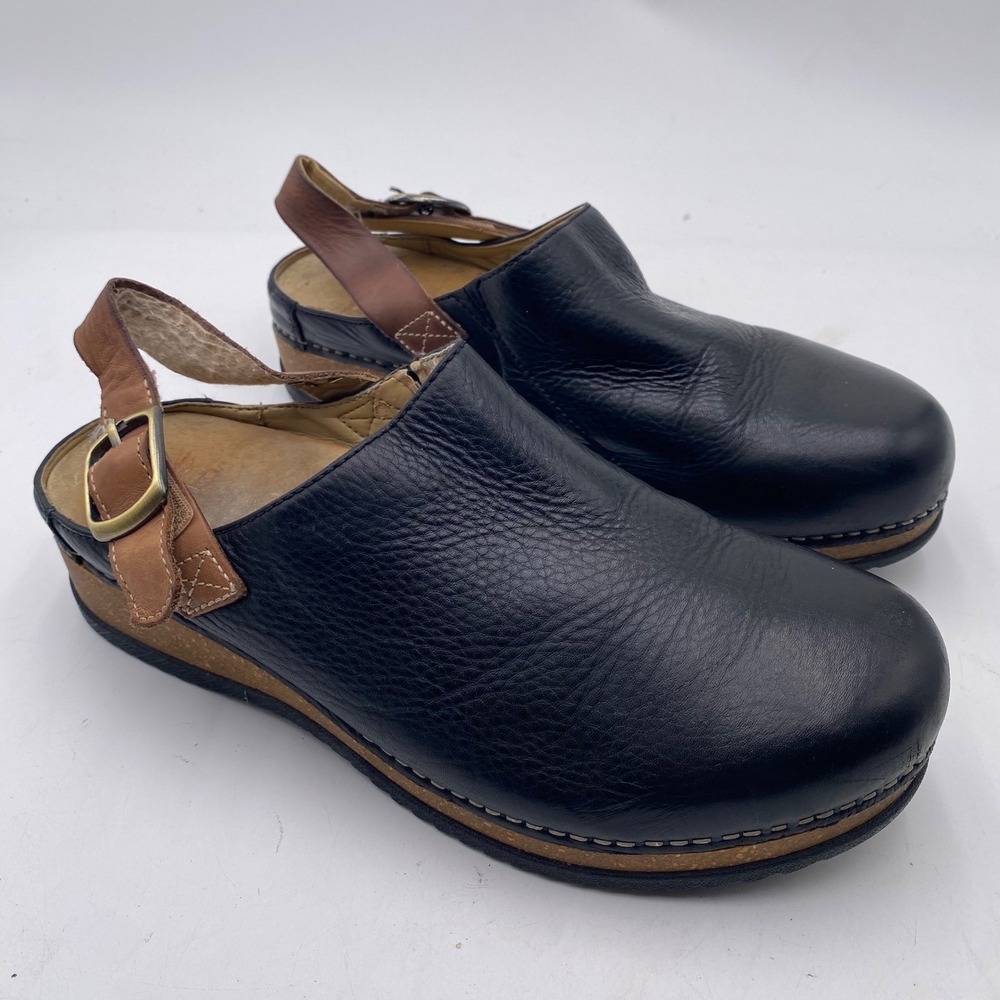 Dansko Slingback Clog Women 39 Black Leather Comfort Work Shoes 9605500200